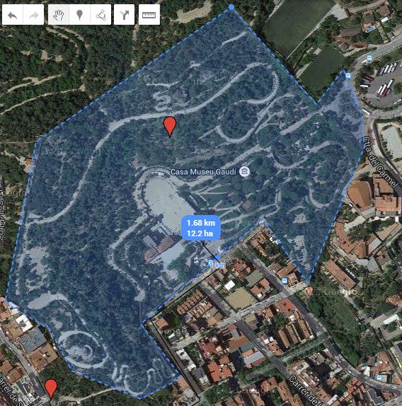 Google My Maps measure area example