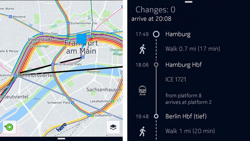 HERE Maps integriert Deutsche Bahn-Informationen