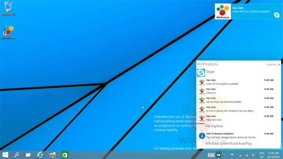 Windows 9: Video zeigt das neue Benachrichtigungscenter von Windows 9 Threshold