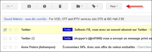 Gmail, messages sélectionnés