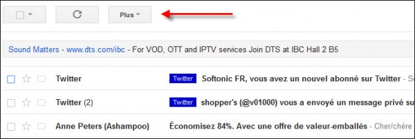 Gmail, Messages non sélectionnés