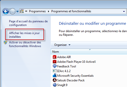 désinstaller ie 10 et réinstaller ie 9