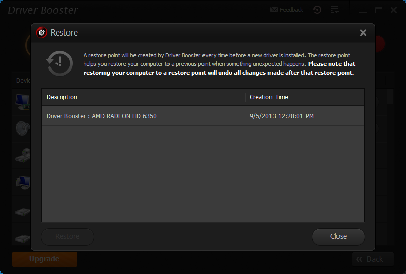IOBit Driver Booster Restore Point