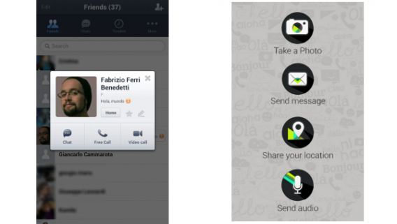 Telas de chamada do LINE e Yuilop