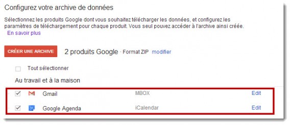 Exportation données GMail et Google Agenda Exportation données GMail et Google Agenda
