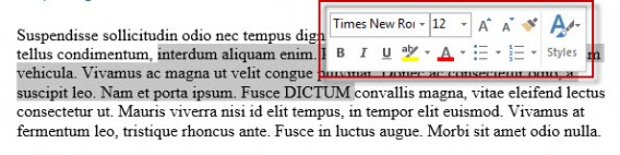 Menu sélection Word Menu sélection Word