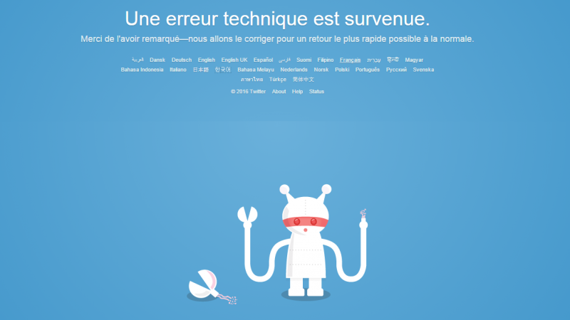 Twitter en panne: “Une erreur technique est survenue”